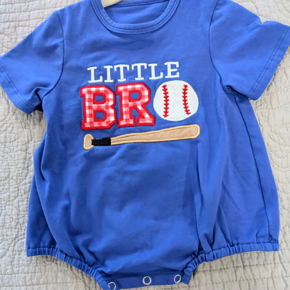 Blue Little Bro Baseball Kids One Piece